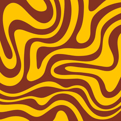 Abstract square aesthetic background with yellow and brown waves. Trendy vector illustration in style retro 70s, 80s.