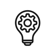 Vector innovation icon. Light bulb and cog inside.  Idea sign, solution, thinking concept.