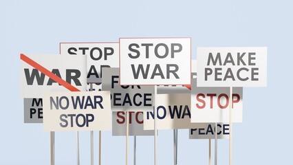 Protest against the war. Demonstration with posters. 