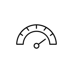 Tachometer, speedometer, performance measurement, speed, indicator black icon. Outline symbol, sign for: illustration, infographic, logo, app, banner, web design, dev, ui, ux, gui. Vector EPS 10