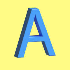 blue letter A logo isolated from yellow background