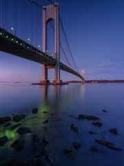 Verrazano Narrow bridge at sunrise with long exposure