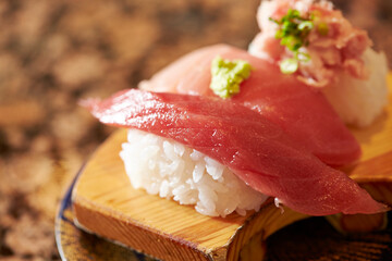 Various types of tuna sushi