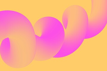 3d trend gradient colorful motion twisted liquid line shape abstract background. Pink, orange fluid flow wave. Vector illustration