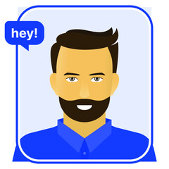 Smiling man in blue shirt