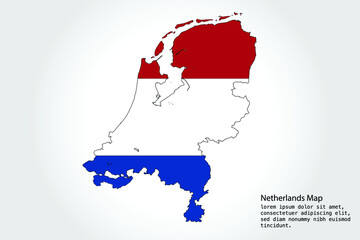 Netherlands Map stripes. Vector illustration Color on White Backgound