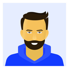 Smiling man in blue hoodie