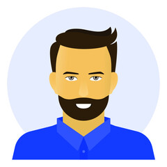 Smiling man in blue shirt