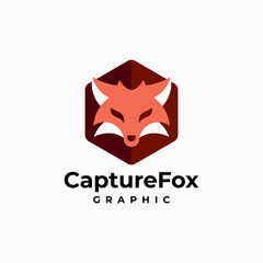 Vector Logo Illustration Fox Simple Mascot Style.