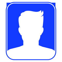 blue silhoutte man with border