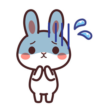 青ざめる兎のかわいいキャラクター　イラスト