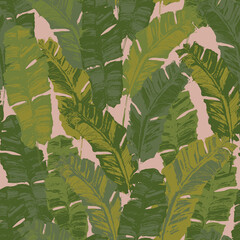 Green grunge tropical banana leaf background