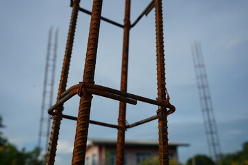 deformed steel column Preparing for the construction of reinforced concrete buildings