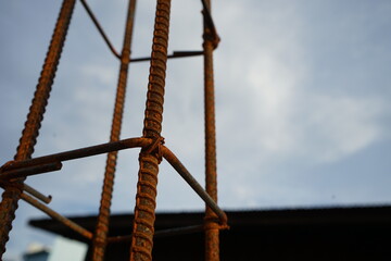 deformed steel column Preparing for the construction of reinforced concrete buildings