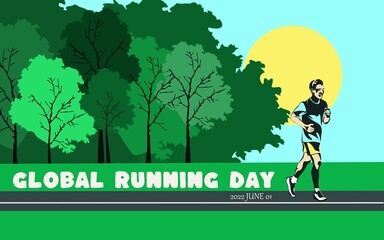 Global running Day in June vector banner design. World running day concept