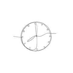 continuous line drawing clock illustration vector isolated