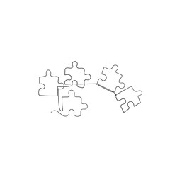 continuous line drawing jigsaw puzzle illustration vector
