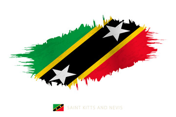 Painted brushstroke flag of Saint Kitts and Nevis with waving effect.