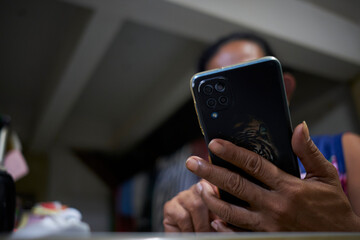 person using smartphone