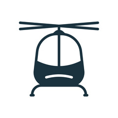 Black Fly Helicopter Silhouette Icon. Military, Medical Flight Copter Pictogram. Aviation Transport Icon. Civil Tourism Fuselage Symbol. Helicopter Rotate Propeller Sign. Isolated Vector Illustration