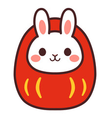 兎の干支だるま　イラスト