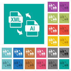 XML AI file conversion square flat multi colored icons