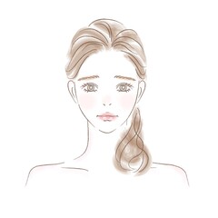 困った顔の女性のイラスト