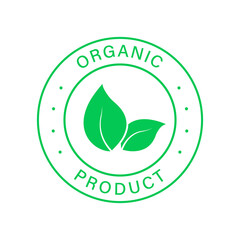 Organic Food Label. Bio Healthy Eco Food Line Sign. 100 Percent Organic Green Icon. Natural and Ecology Product Vegan Food Sticker. Isolated Vector Illustration