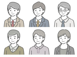 中年男性の斜め向き上半身セット