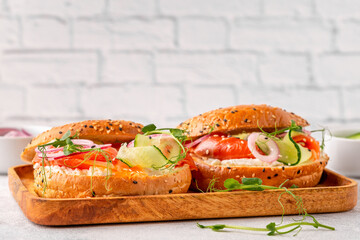 Bagel and Salmon Lox with Cream Cheese