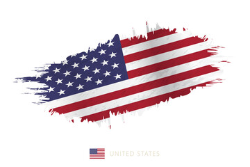 Painted brushstroke flag of USA with waving effect.
