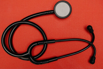 Medical stethoscope. Black medical stethoscope.The concept of healthcare.
