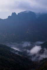 Autumn sunrise in Puigsacalm peak, La Garrotxa, Spain