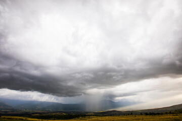 Sunset and dramatic clouds in Cerdanya, Pyrenees, Spain