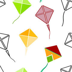 Seamless pattern with flying kite.