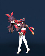 Obraz premium 3D comics cosplay anime girl.