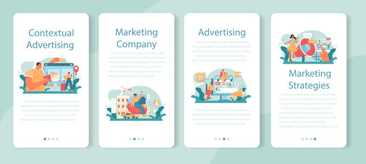 Travel agency marketing campaign mobile application banner set