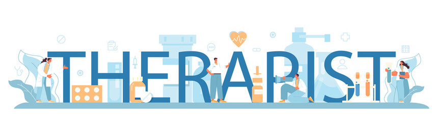 Therapist web banner or landing page set. Healthcare, medicine treatment