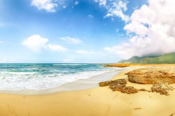 Picturesque seascape of Isolidda Beach near San Vito cape.