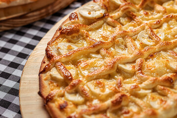 pizza with snowy banana