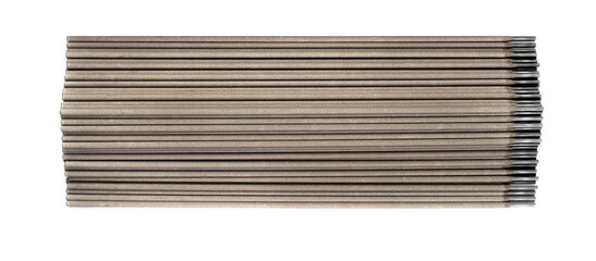 Welding electrodes close up isolated on white background