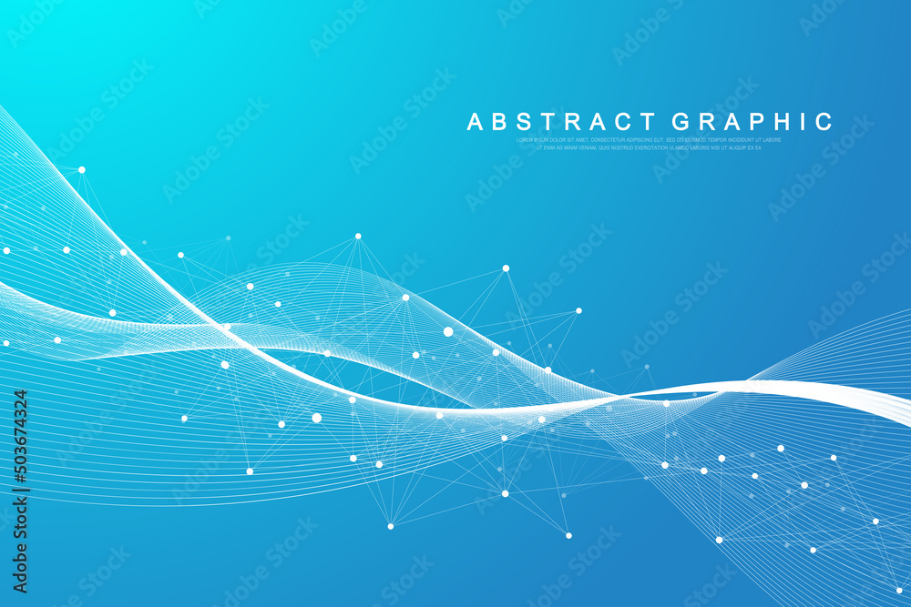Aufkleber Global communication network concept. Social network communication in the global business. Big data visualization. Internet technology. Vector illustration.