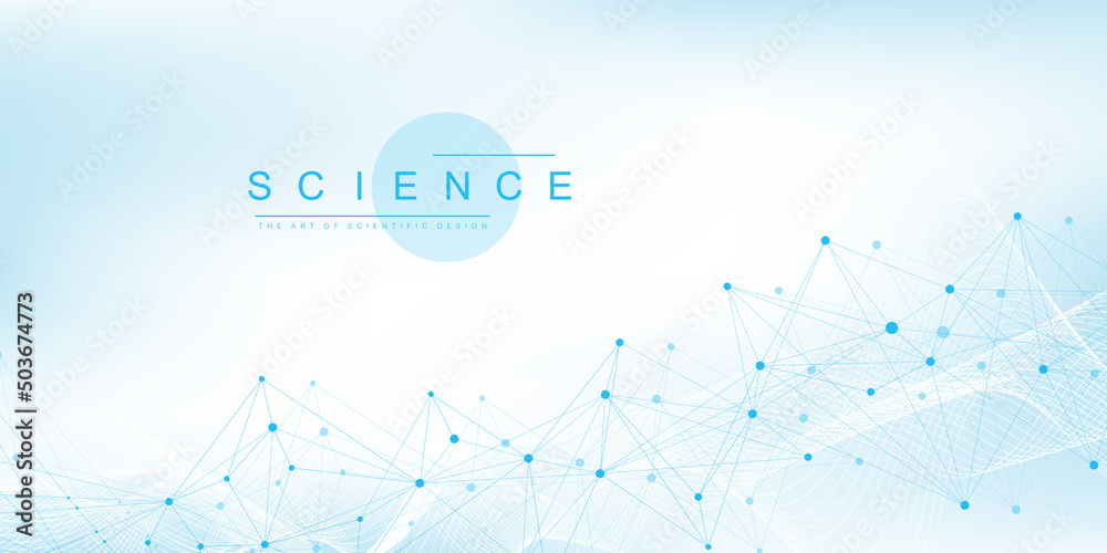 Poster abstract structure molecules or atom for science or medical background.