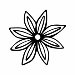 Graphic black and white flower. Line illustration