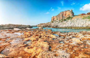 Spectacular seascape of Isolidda Beach near San Vito cape.