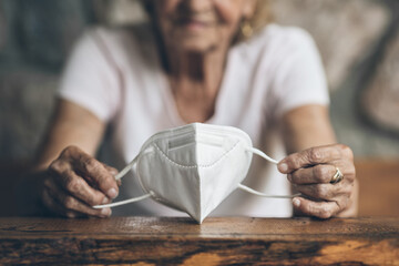 Elderly woman with a face mask