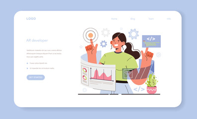 AR developer web banner or landing page. Augmented reality software