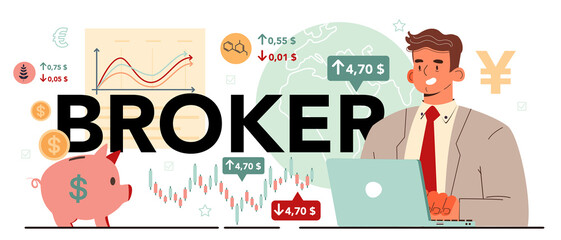 Financial broker typographic header. Income investment and saving.