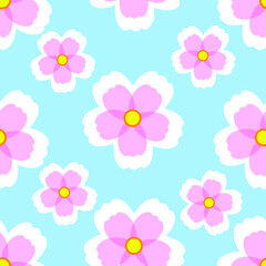 Vector seamless pattern with pink flowers