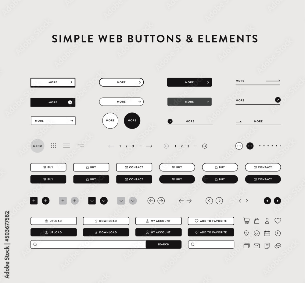 Wall mural simple web buttons & elements